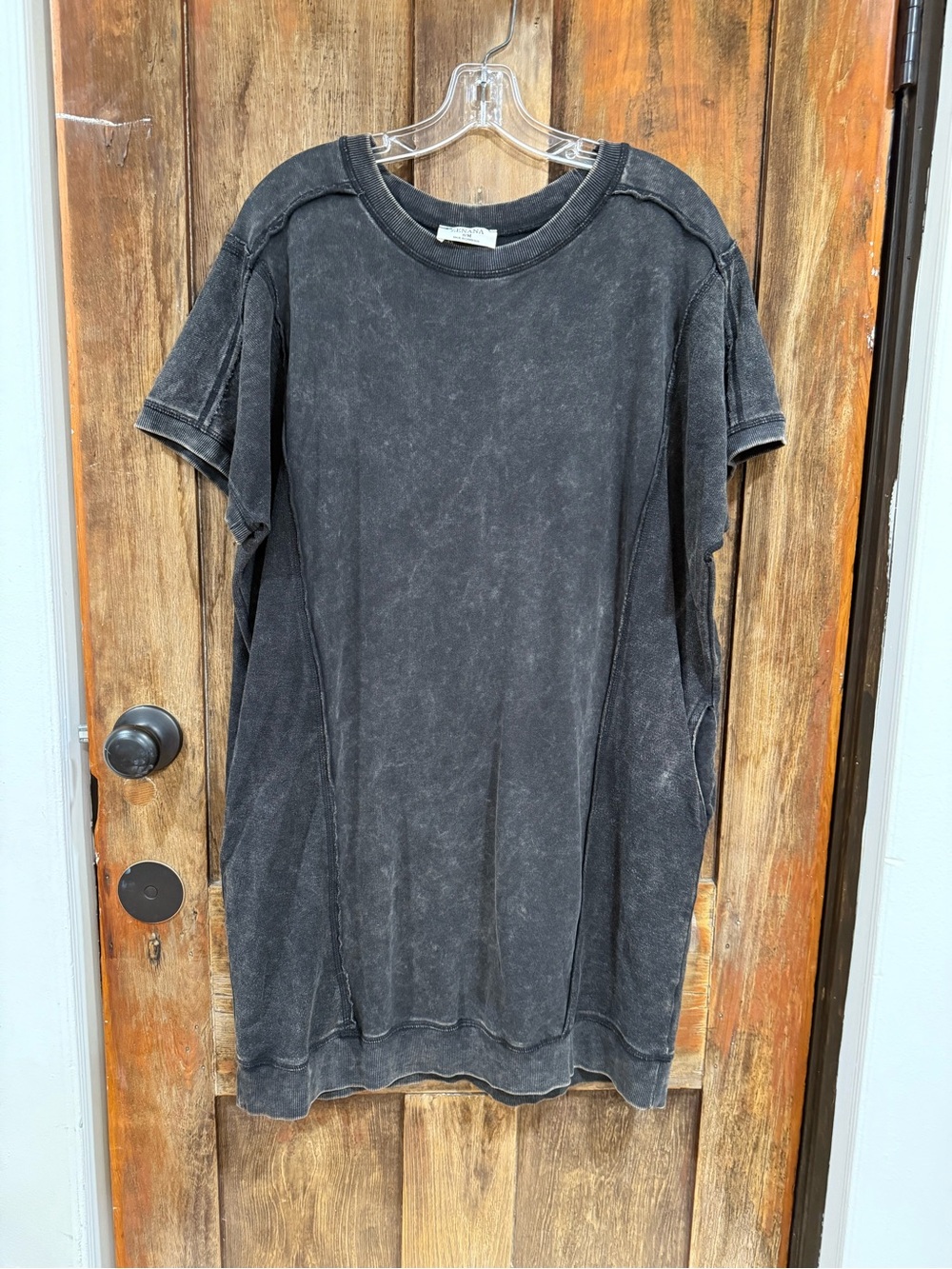 Zenana Outfitters Washed Black Oversized Short Sleeve Tee